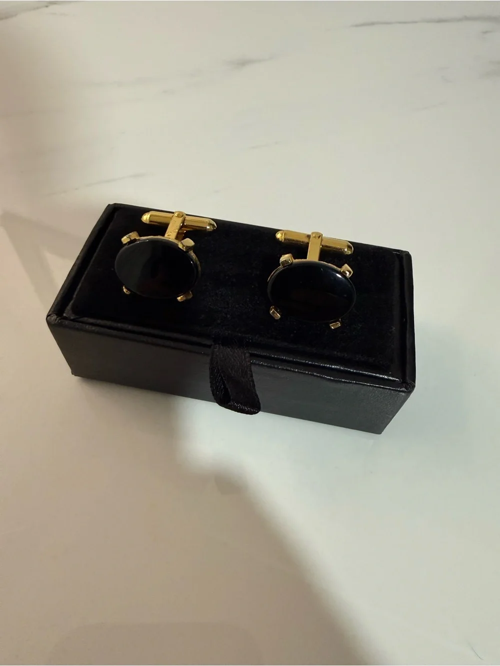 Christian Dior Gold Tone & Black Cufflinks